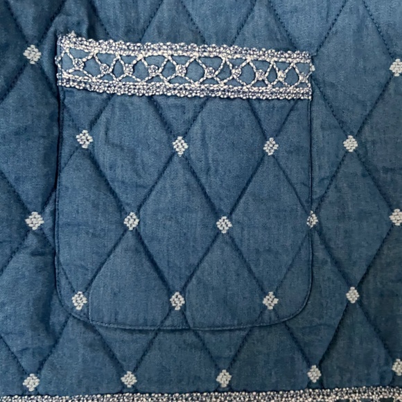 J. McLaughlin Jacket xl Blue Denim Chambray Helene Quilted Diamond office career - Picture 3 of 7